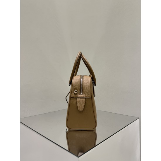 THE ROW India 10 Grained Leather Bowling Bag - Brown