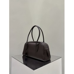 THE ROW E/W India Smooth Leather Shoulder Bag - Deep Brown