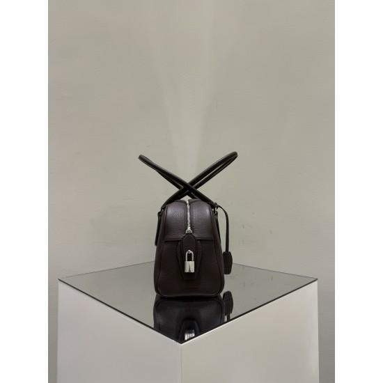 THE ROW E/W India Smooth Leather Shoulder Bag - Deep Brown