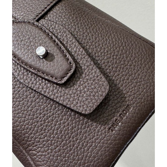 THE ROW E/W India Smooth Leather Shoulder Bag - Deep Brown