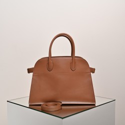 THE ROW Margaux 12 Smooth Calfskin Top Handle Bag - Tan