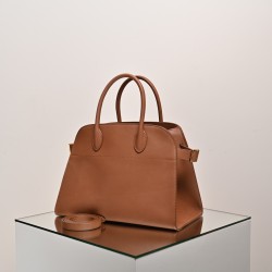 THE ROW Margaux 12 Smooth Calfskin Top Handle Bag - Tan