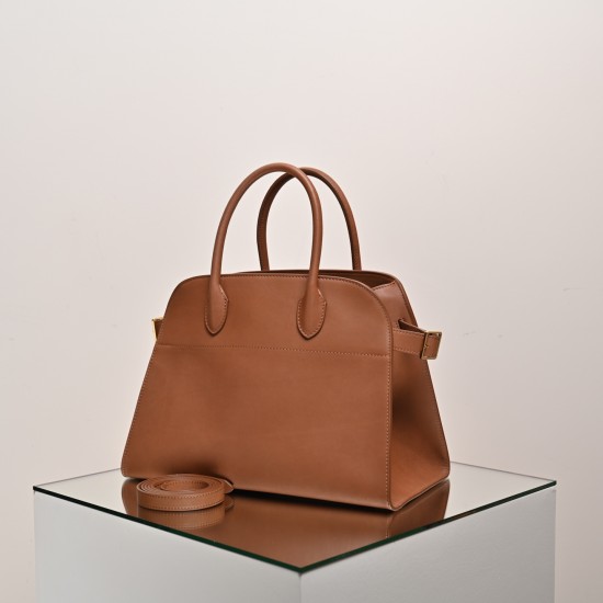 THE ROW Margaux 12 Smooth Calfskin Top Handle Bag - Tan