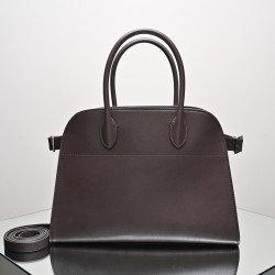 THE ROW Margaux 12 Smooth Calfskin Top Handle Bag - Espresso Dark Brown
