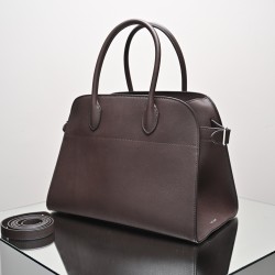 THE ROW Margaux 12 Smooth Calfskin Top Handle Bag - Espresso Dark Brown