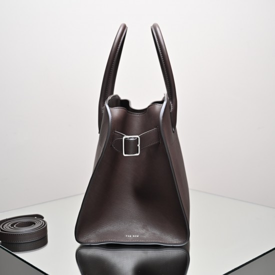 THE ROW Margaux 12 Smooth Calfskin Top Handle Bag - Espresso Dark Brown