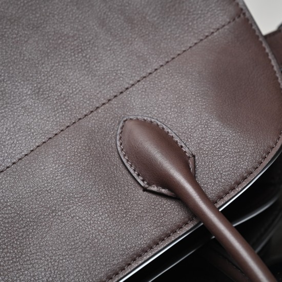 THE ROW Margaux 12 Smooth Calfskin Top Handle Bag - Espresso Dark Brown