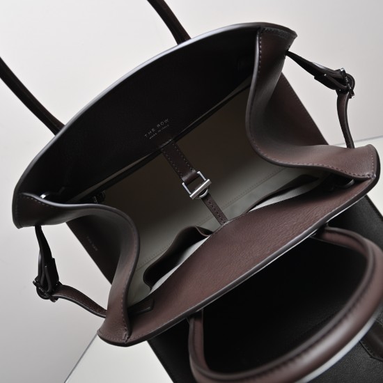 THE ROW Margaux 12 Smooth Calfskin Top Handle Bag - Espresso Dark Brown