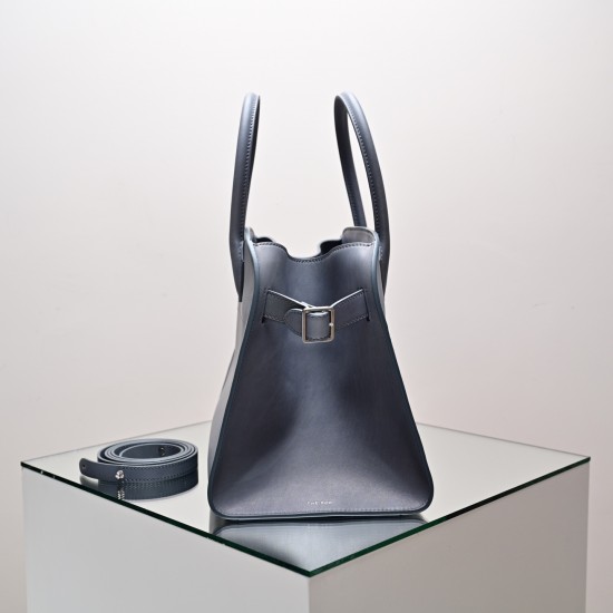 THE ROW Margaux 12 Smooth Calfskin Top Handle Bag - Pearl Grey