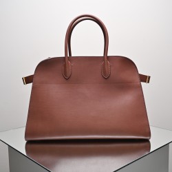 THE ROW Margaux 15 Smooth Calfskin Top Handle Bag - Brick Red