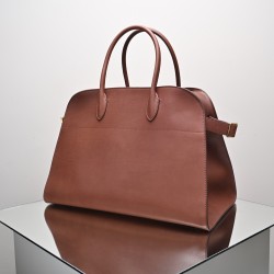 THE ROW Margaux 15 Smooth Calfskin Top Handle Bag - Brick Red