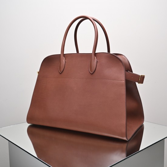 THE ROW Margaux 15 Smooth Calfskin Top Handle Bag - Brick Red