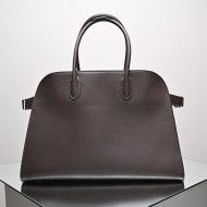 THE ROW Margaux 15 Smooth Calfskin Top Handle Bag - Espresso Dark Brown