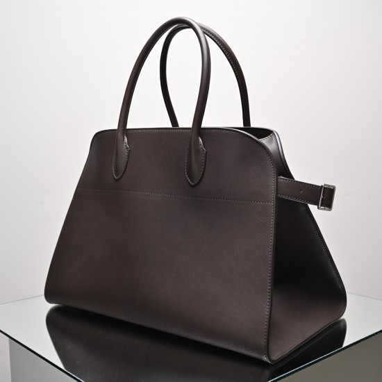 THE ROW Margaux 15 Smooth Calfskin Top Handle Bag - Espresso Dark Brown