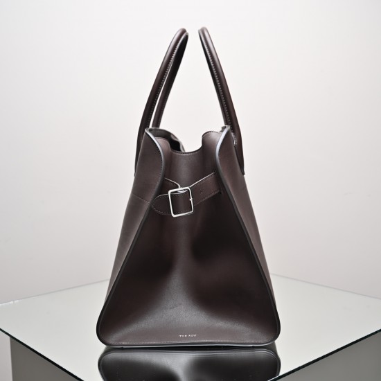 THE ROW Margaux 15 Smooth Calfskin Top Handle Bag - Espresso Dark Brown
