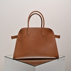 THE ROW Margaux 15 Smooth Calfskin Top Handle Bag - Tan
