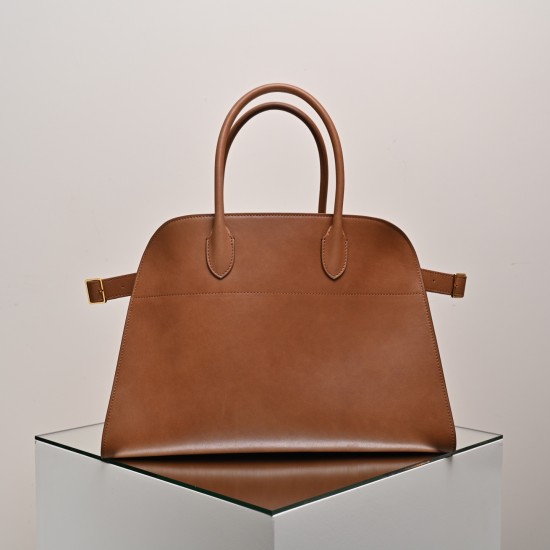 THE ROW Margaux 15 Smooth Calfskin Top Handle Bag - Tan