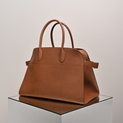 THE ROW Margaux 15 Smooth Calfskin Top Handle Bag - Tan