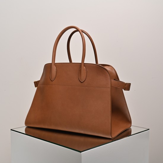 THE ROW Margaux 15 Smooth Calfskin Top Handle Bag - Tan