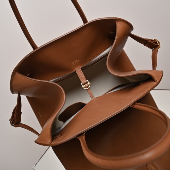 THE ROW Margaux 15 Smooth Calfskin Top Handle Bag - Tan