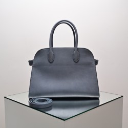 THE ROW Margaux 15 Smooth Calfskin Top Handle Bag - Pearl Grey