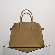 THE ROW Margaux 15 Smooth Saddle Leather Bag - Mouse Grey