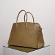 THE ROW Margaux 15 Smooth Saddle Leather Bag - Mouse Grey