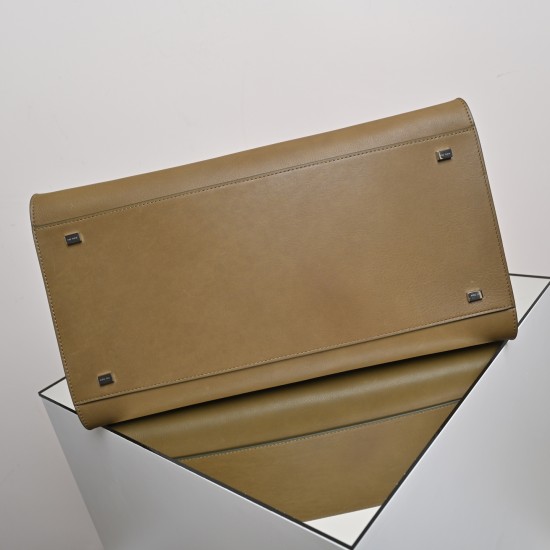 THE ROW Margaux 15 Smooth Saddle Leather Bag - Mouse Grey