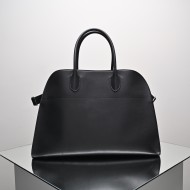 THE ROW Margaux 15 Smooth Calfskin Top Handle Bag - Black/Silver
