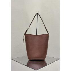 THE ROW Medium Park Leather Bucket Bag - Brick Red