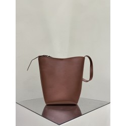 THE ROW Medium Park Leather Bucket Bag - Brick Red