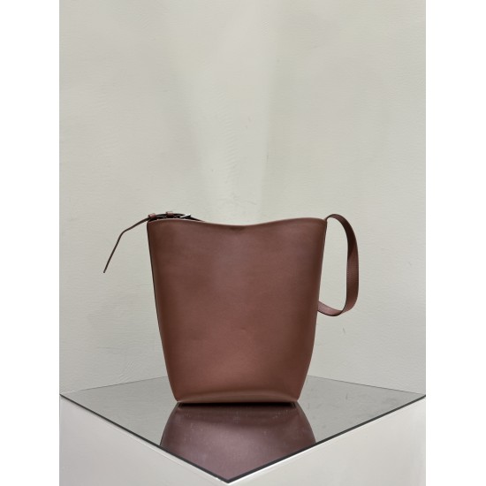 THE ROW Medium Park Leather Bucket Bag - Brick Red