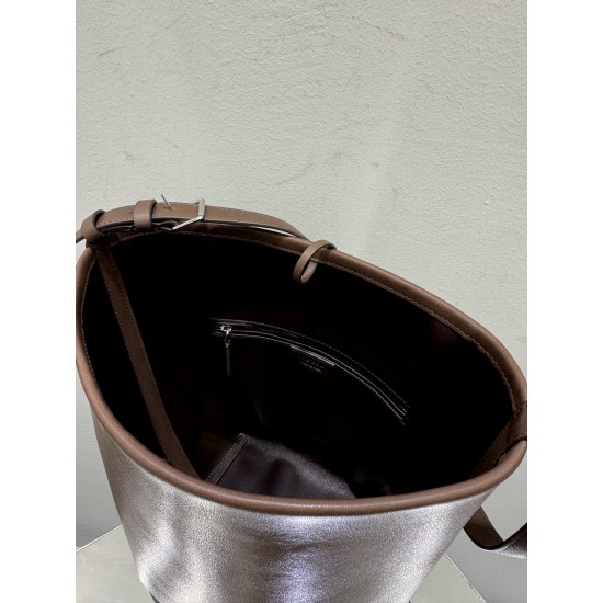 THE ROW Medium Park Leather Bucket Bag - Brick Red