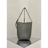 THE ROW Medium Park Leather Bucket Bag - Dark Grey