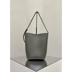 THE ROW Medium Park Leather Bucket Bag - Dark Grey