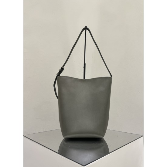 THE ROW Medium Park Leather Bucket Bag - Dark Grey