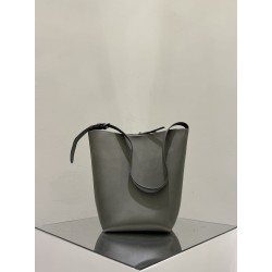 THE ROW Medium Park Leather Bucket Bag - Dark Grey