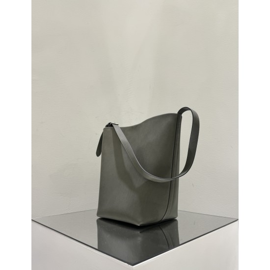 THE ROW Medium Park Leather Bucket Bag - Dark Grey