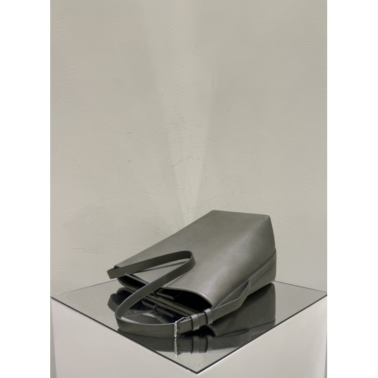 THE ROW Medium Park Leather Bucket Bag - Dark Grey