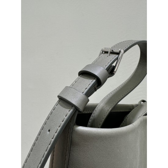 THE ROW Medium Park Leather Bucket Bag - Dark Grey