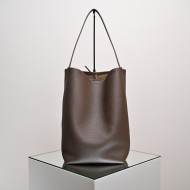 THE ROW Large N/S Park Tote Leather Bucket Bag - Espresso / Dark Brown