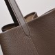 THE ROW Large N/S Park Tote Leather Bucket Bag - Espresso / Dark Brown