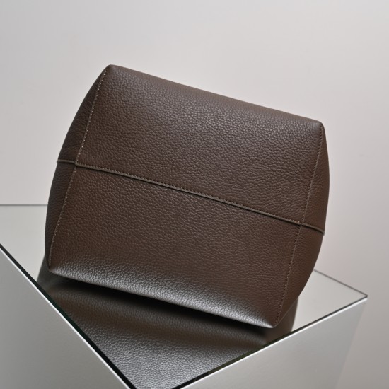 THE ROW Large N/S Park Tote Leather Bucket Bag - Espresso / Dark Brown