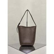 THE ROW Medium Park Leather Bucket Bag - Espresso Dark Brown