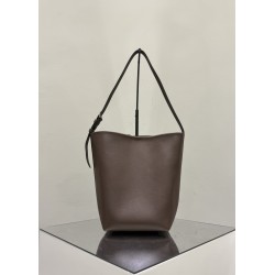THE ROW Medium Park Leather Bucket Bag - Espresso Dark Brown