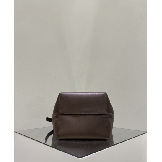 THE ROW Medium Park Leather Bucket Bag - Espresso Dark Brown