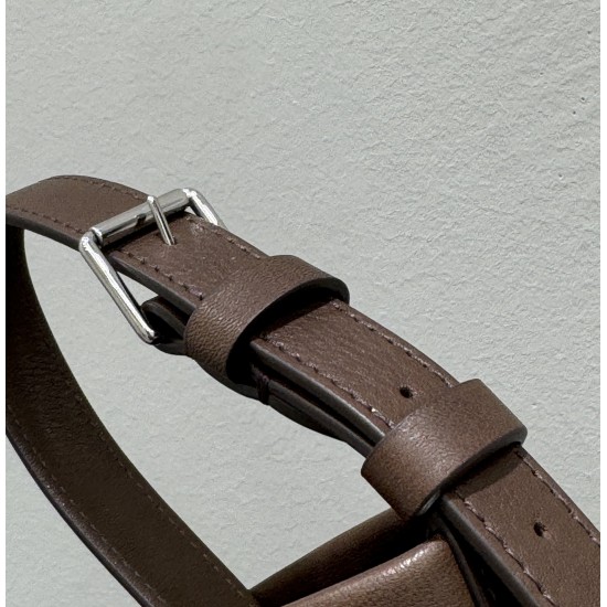 THE ROW Medium Park Leather Bucket Bag - Espresso Dark Brown