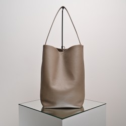 THE ROW Large N/S Park Tote Leather Bucket Bag - Ivory