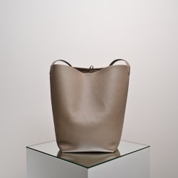 THE ROW Large N/S Park Tote Leather Bucket Bag - Ivory