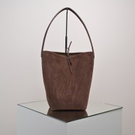 THE ROW Medium N/S Park Tote in Suede - Cacao Dark Brown